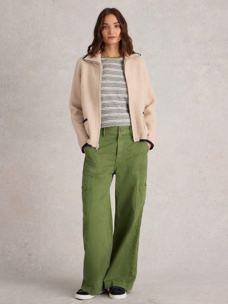 Cora Cargo Trouser in DK GREEN - MODEL FRONT