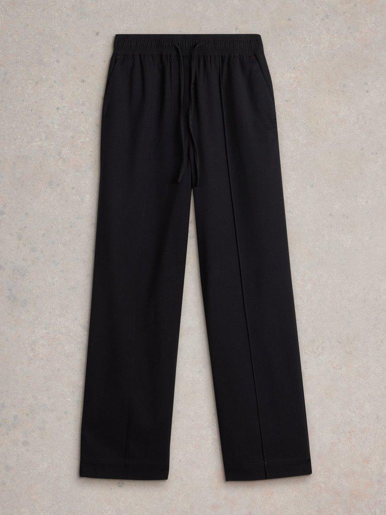 Freda Wide Leg Trouser in PURE BLK - FLAT FRONT