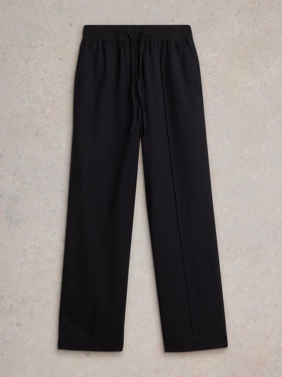 Freda Wide Leg Trouser in PURE BLK - FLAT FRONT