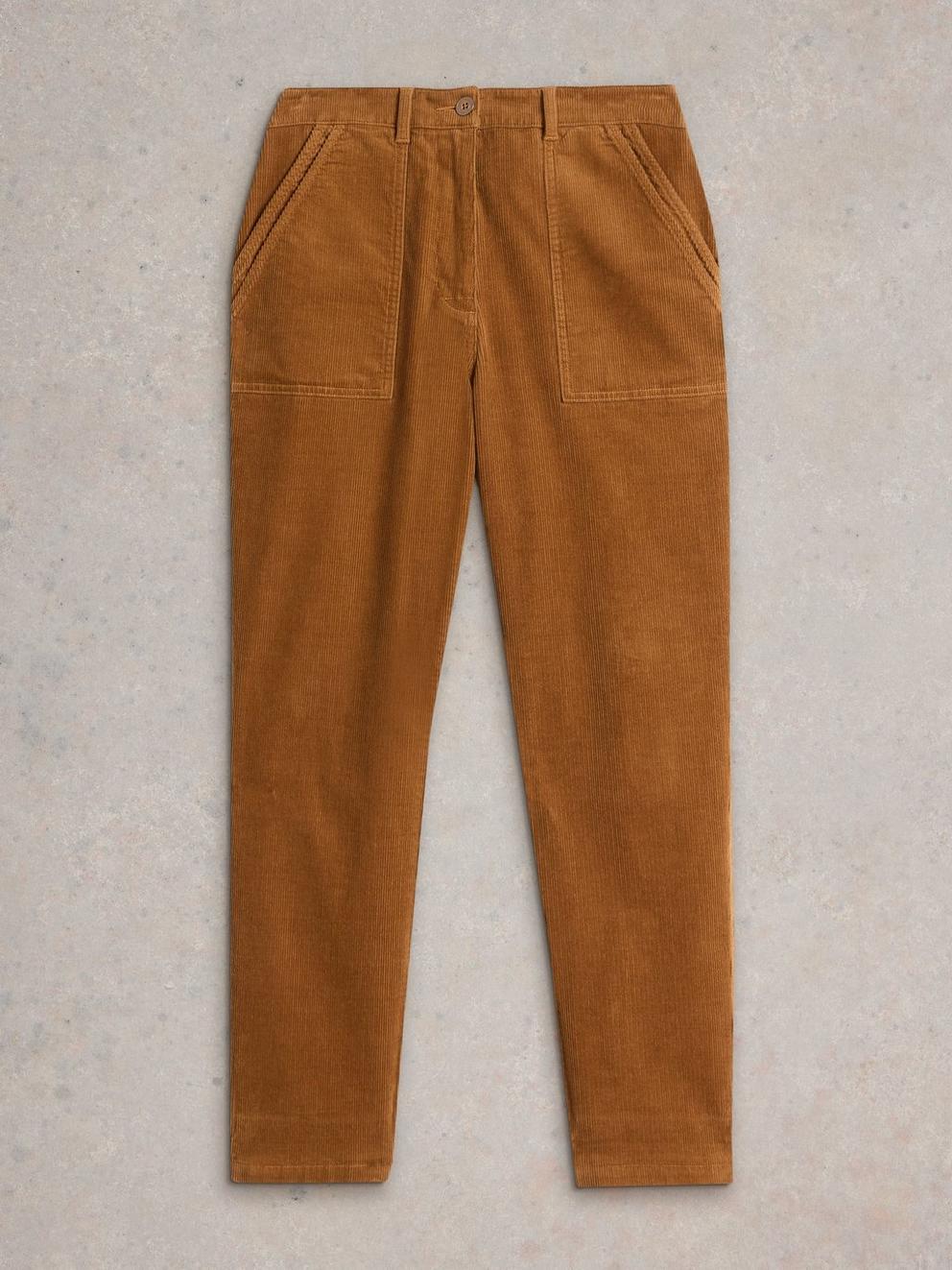 Twister Cord Trouser in MID TAN - FLAT FRONT