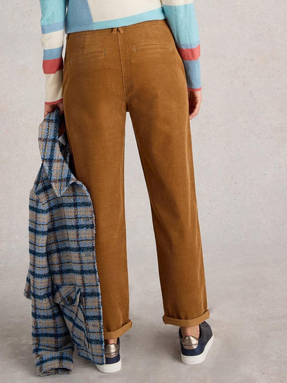 Twister Cord Trouser in MID TAN - MODEL BACK