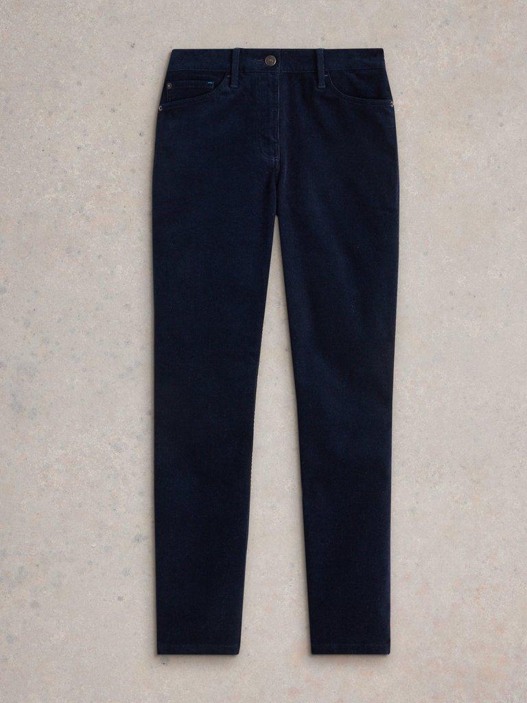 Brooke Cord Straight Trouser in DARK NAVY - FLAT FRONT