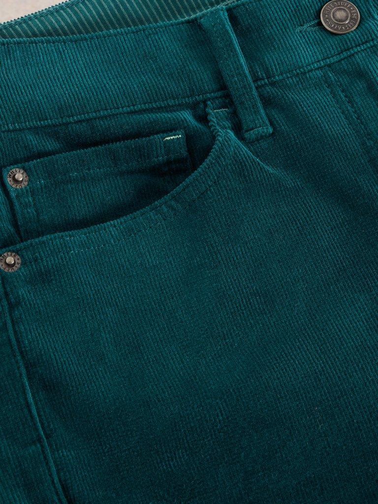 Brooke Cord Straight Trouser in DK GREEN - FLAT DETAIL