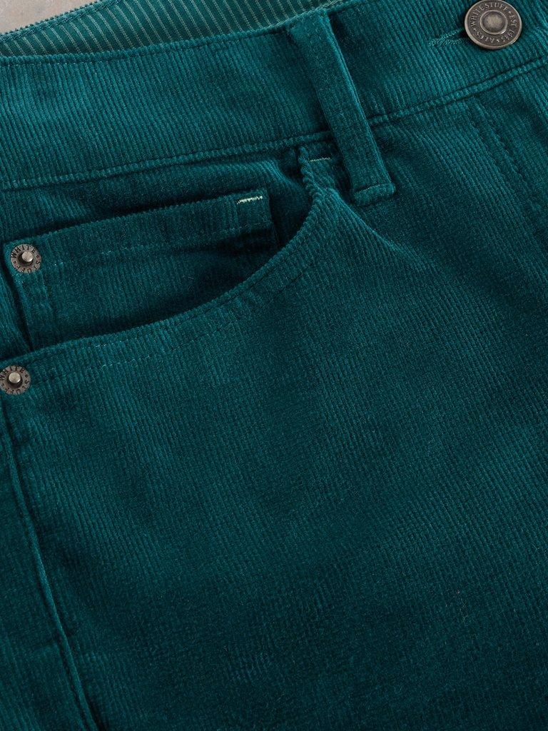 Brooke Cord Straight Trouser in DK GREEN - FLAT FRONT