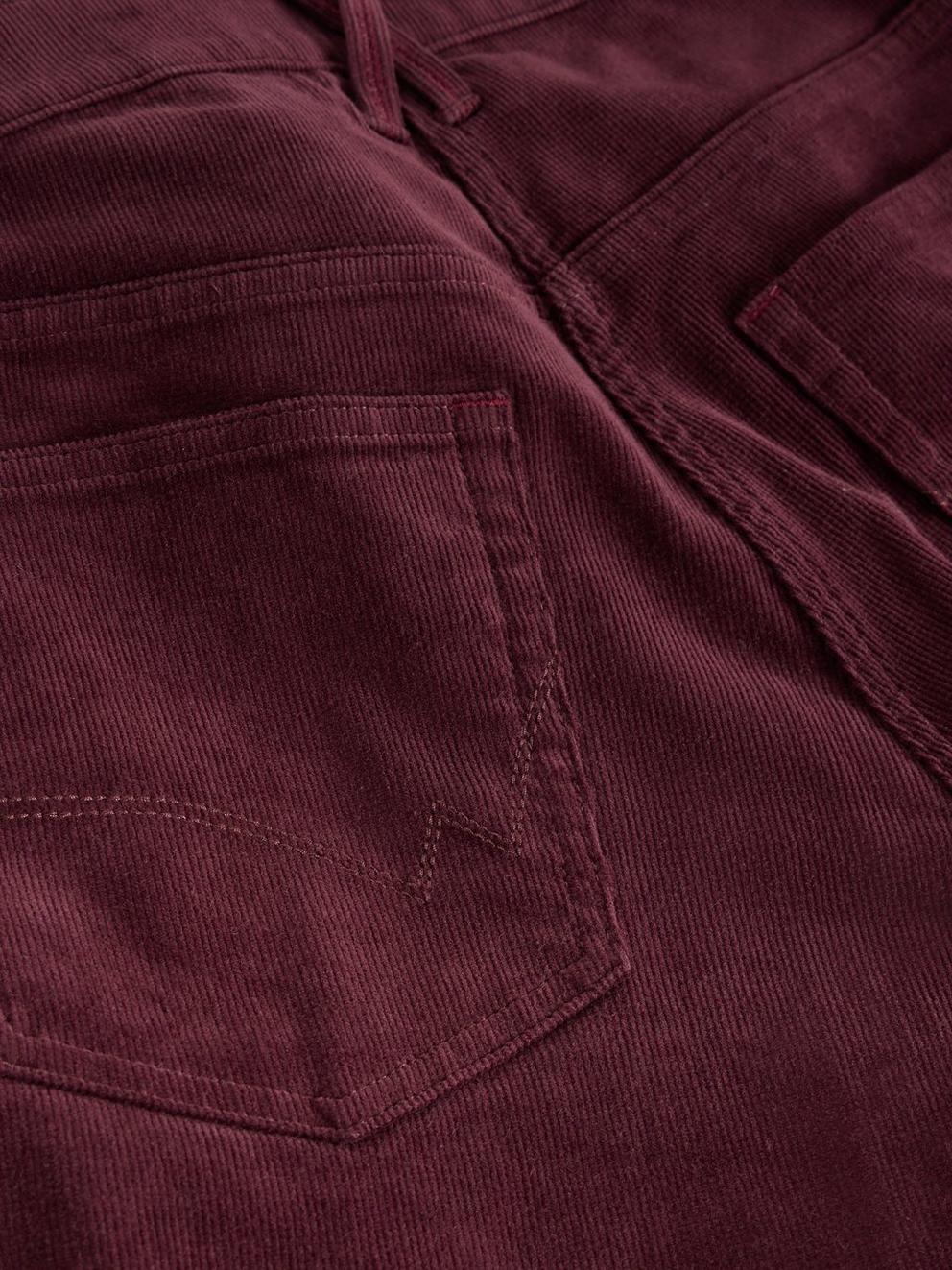 Brooke Cord Straight Trouser in MID PLUM - FLAT DETAIL