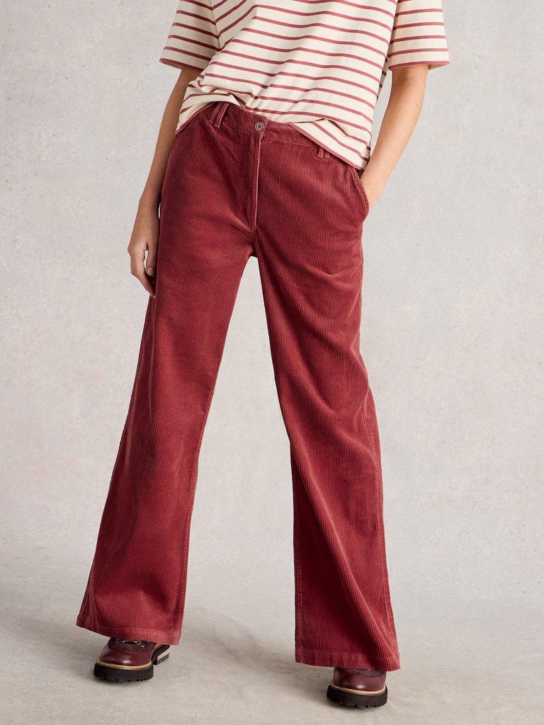 Belle Cord Wide Leg Trouser in DUS PINK - LIFESTYLE
