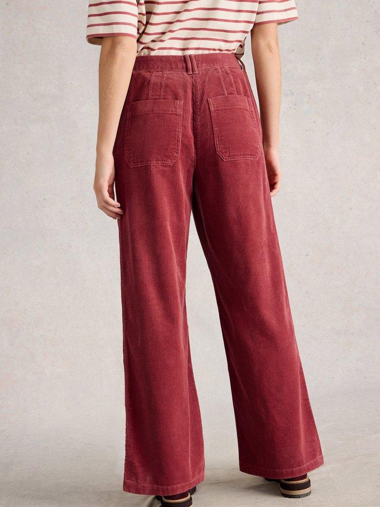 Belle Cord Wide Leg Trouser in DUS PINK - MODEL BACK