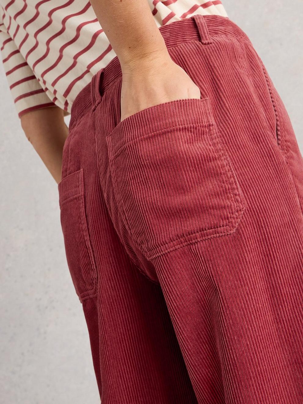 Belle Cord Wide Leg Trouser in DUS PINK - MODEL DETAIL