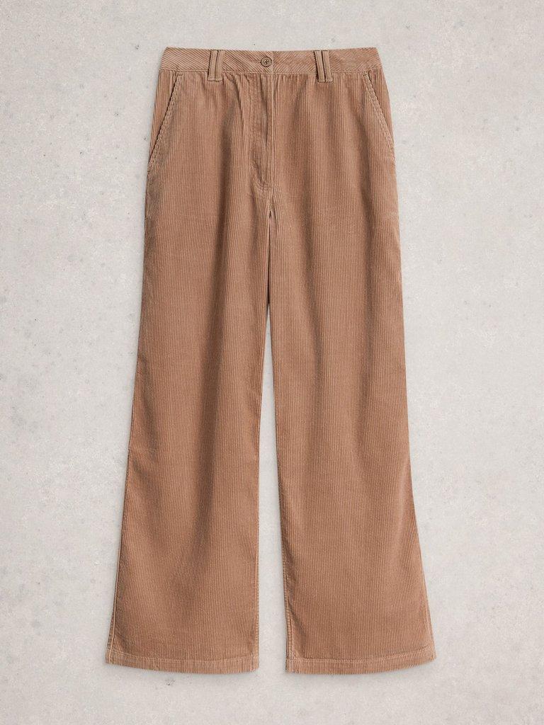 Belle Cord Wide Leg Trouser in LGT NAT - FLAT FRONT