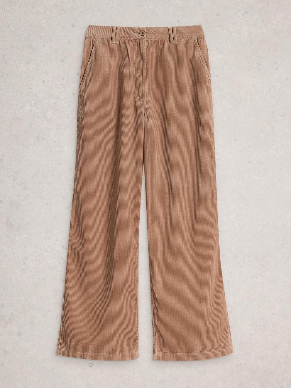 Belle Cord Wide Leg Trouser in LGT NAT - FLAT FRONT