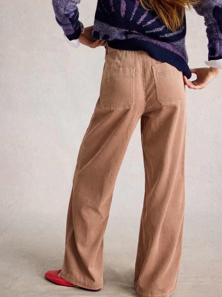 Belle Cord Wide Leg Trouser in LGT NAT - MODEL BACK