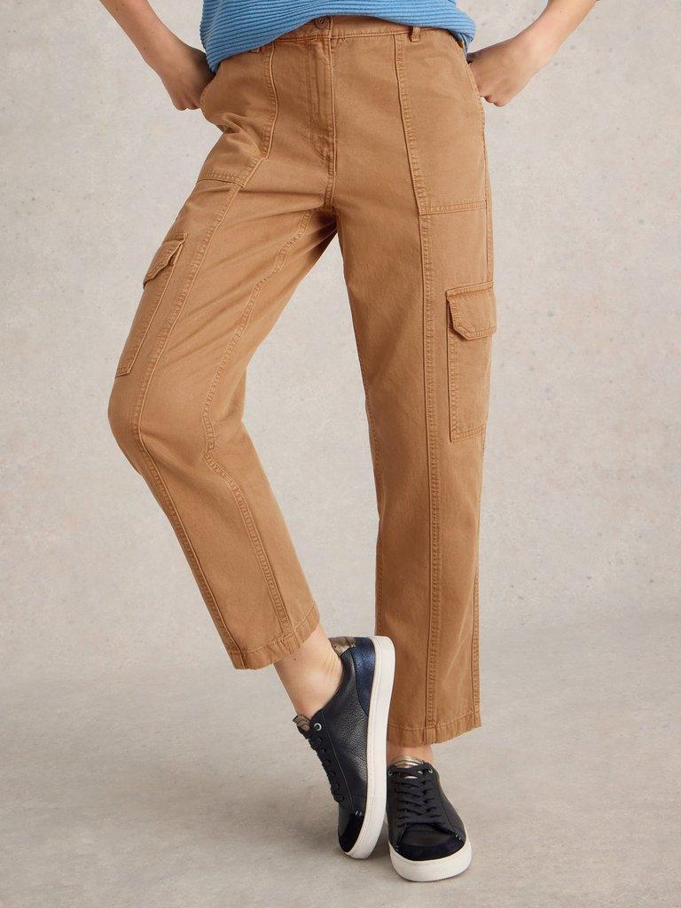 Clover Cargo Trouser in MID TAN - MODEL DETAIL