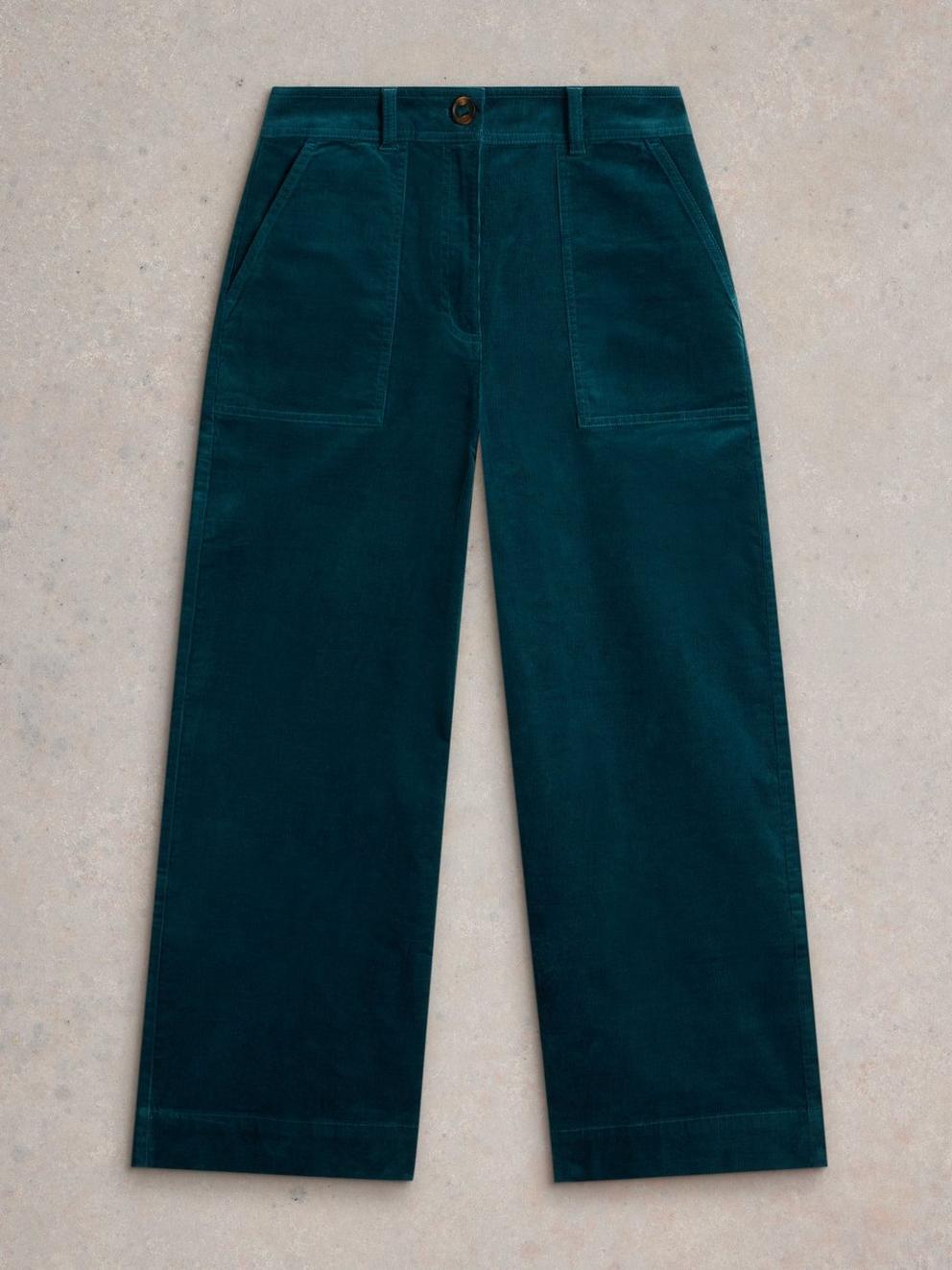 Romy Cord Culottes in DK TEAL - FLAT FRONT