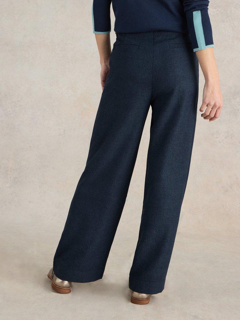 Una Tweedy Wide Leg Trouser in NAVY MULTI - MODEL BACK