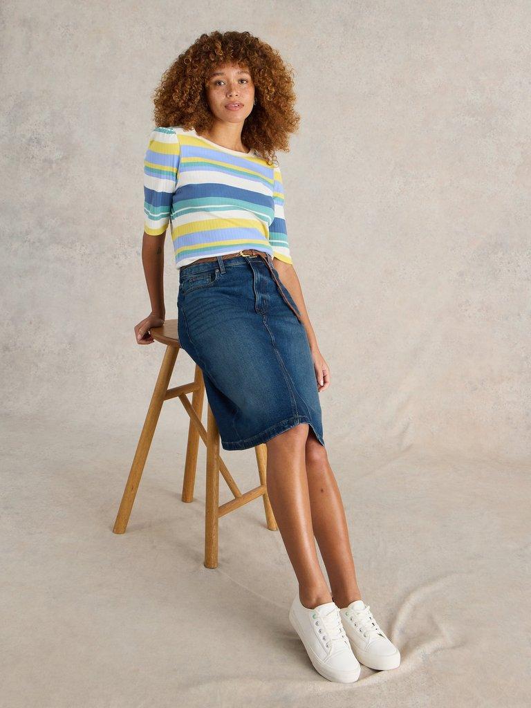 Scarlett Denim Skirt in MID DENIM - LIFESTYLE