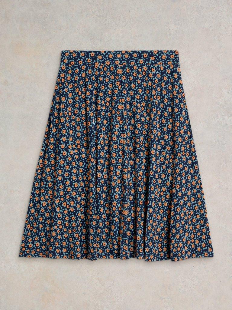 Jade Jersey Skirt  in NAVY PR - FLAT FRONT