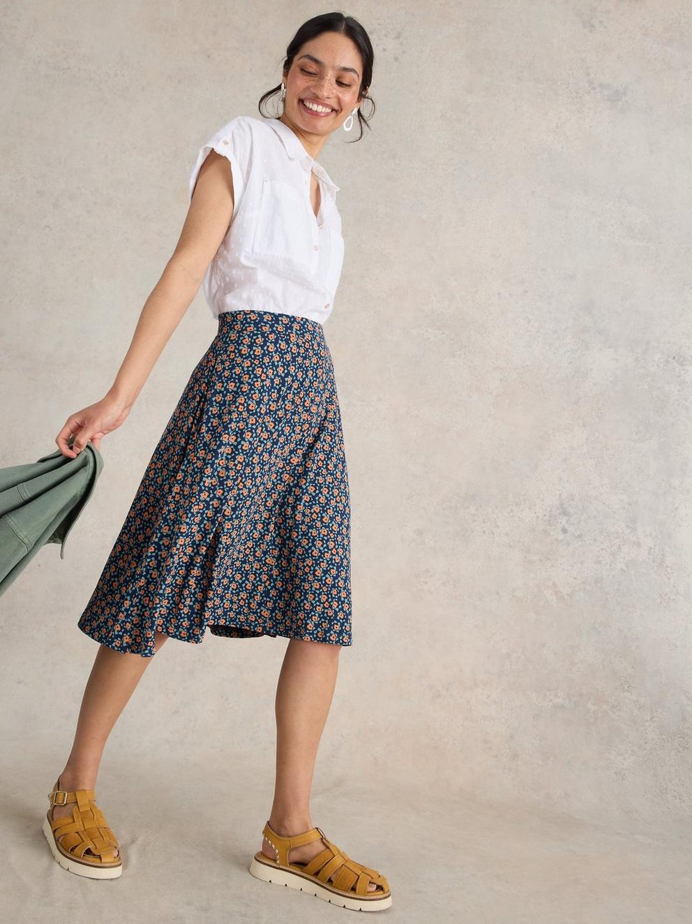 Jade Jersey Skirt  in NAVY PR - LIFESTYLE