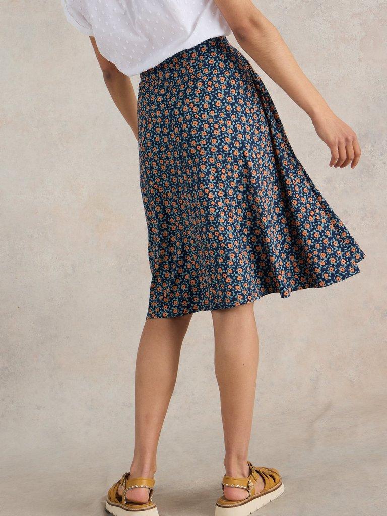 Jade Jersey Skirt  in NAVY PR - MODEL BACK