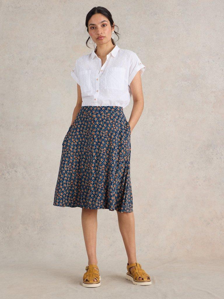 Jade Jersey Skirt in NAVY PRINT White Stuff