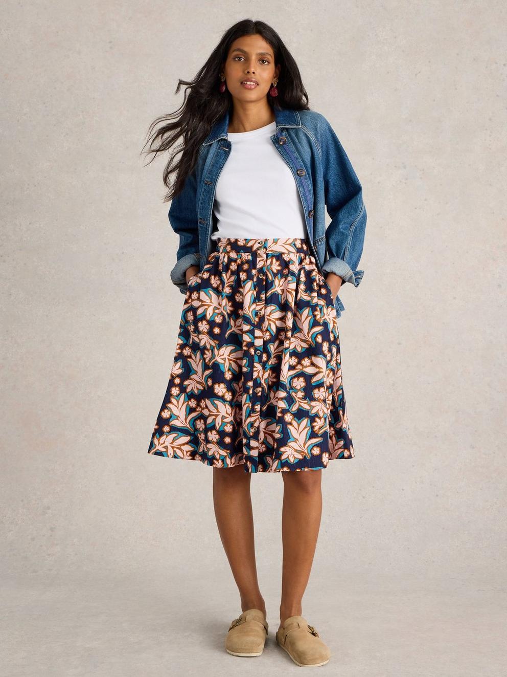 Sarah Skirt in NAVY PR - MODEL FRONT