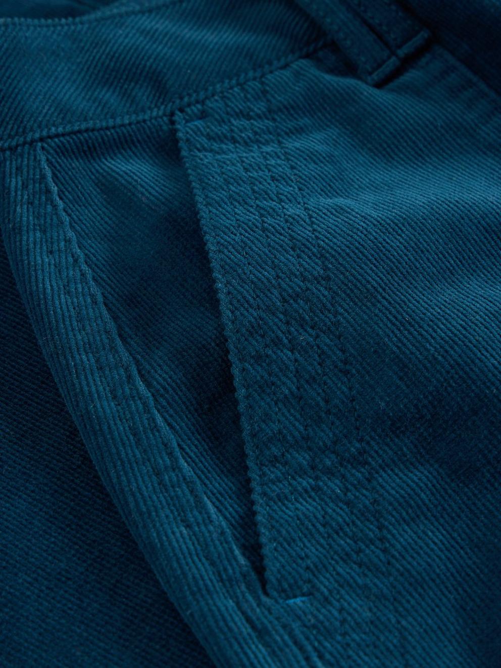 Maren Organic Cord Skirt in DK TEAL - FLAT DETAIL