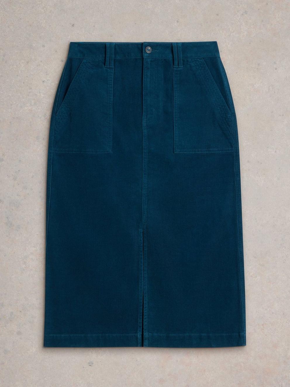 Maren Organic Cord Skirt in DK TEAL | White Stuff