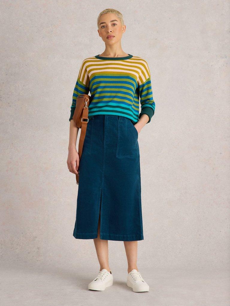 Maren Organic Cord Skirt in DK TEAL White Stuff