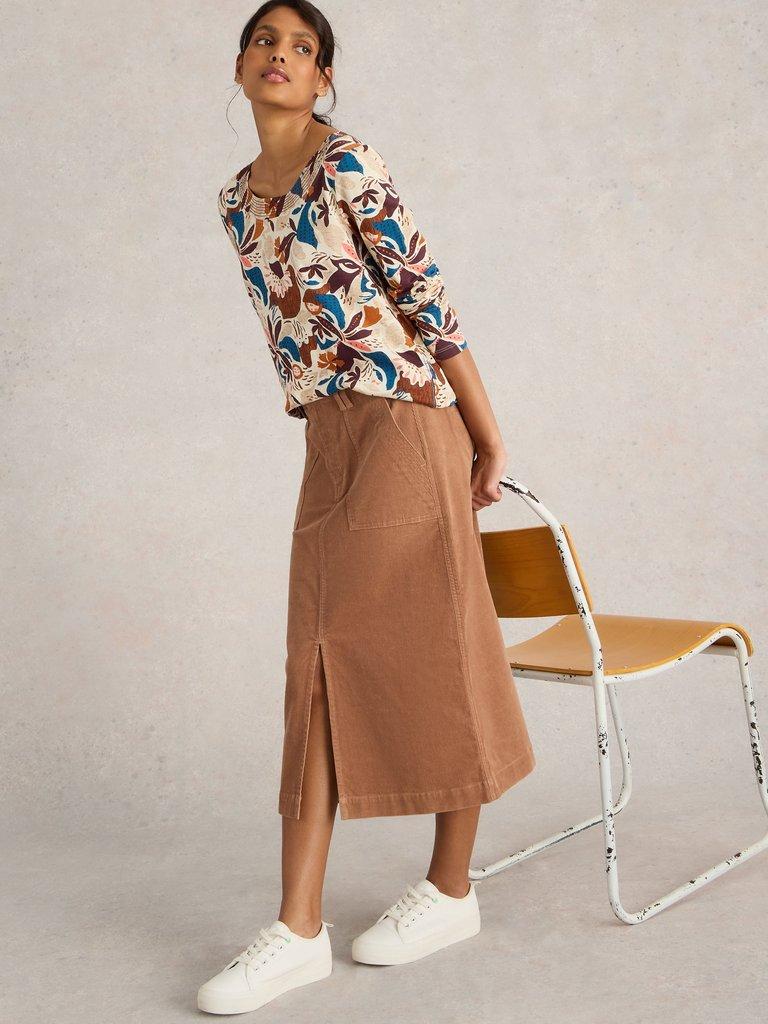 Maren Organic Cord Skirt in LGT NAT - LIFESTYLE