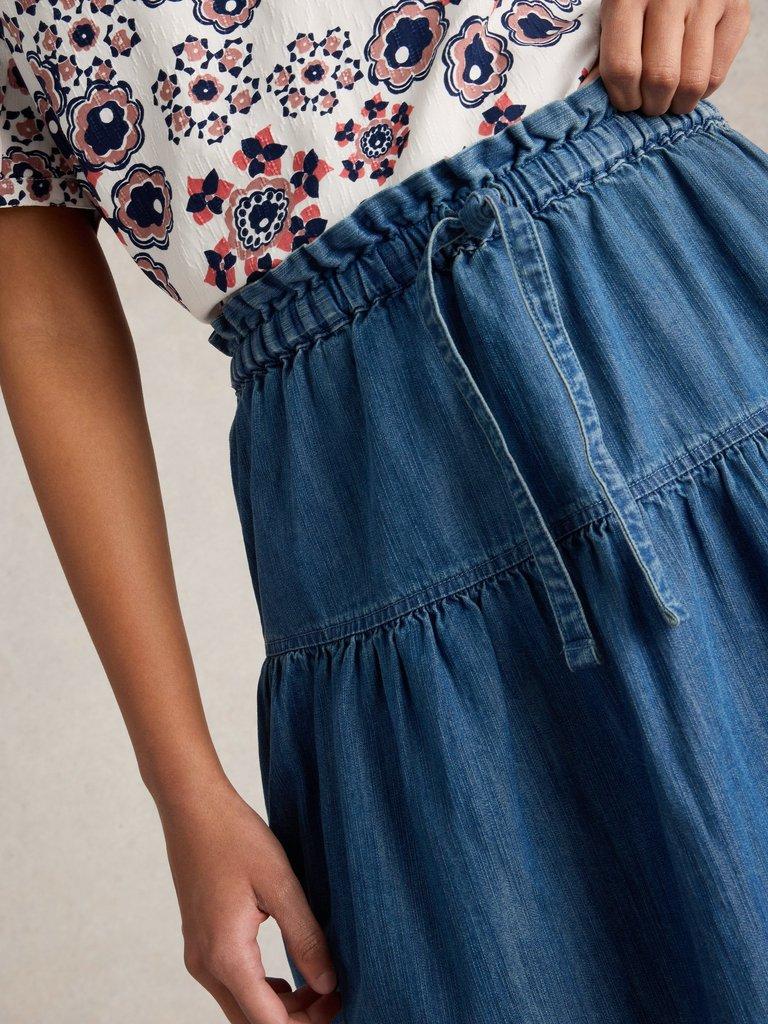 Elastic waist denim skirt best sale