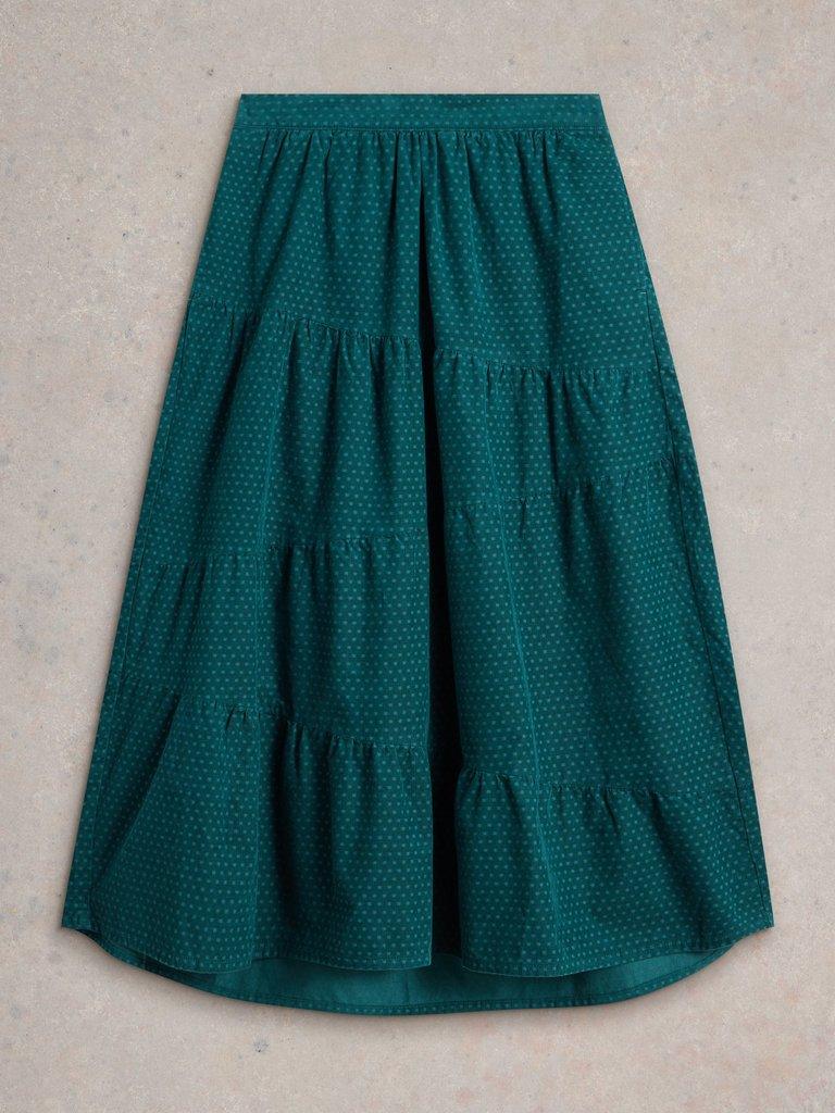 Jenna Cord Tiered Skirt in DARK GREEN White Stuff