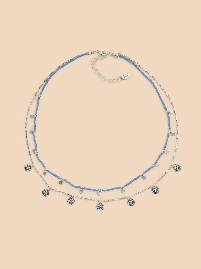 Multi Layered Bead Necklace in BLUE MLT - FLAT FRONT