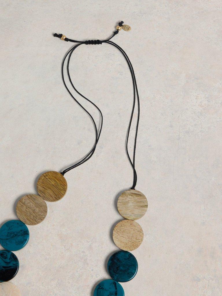 Circular Resin Ribbon Necklace in TEAL MLT - FLAT DETAIL