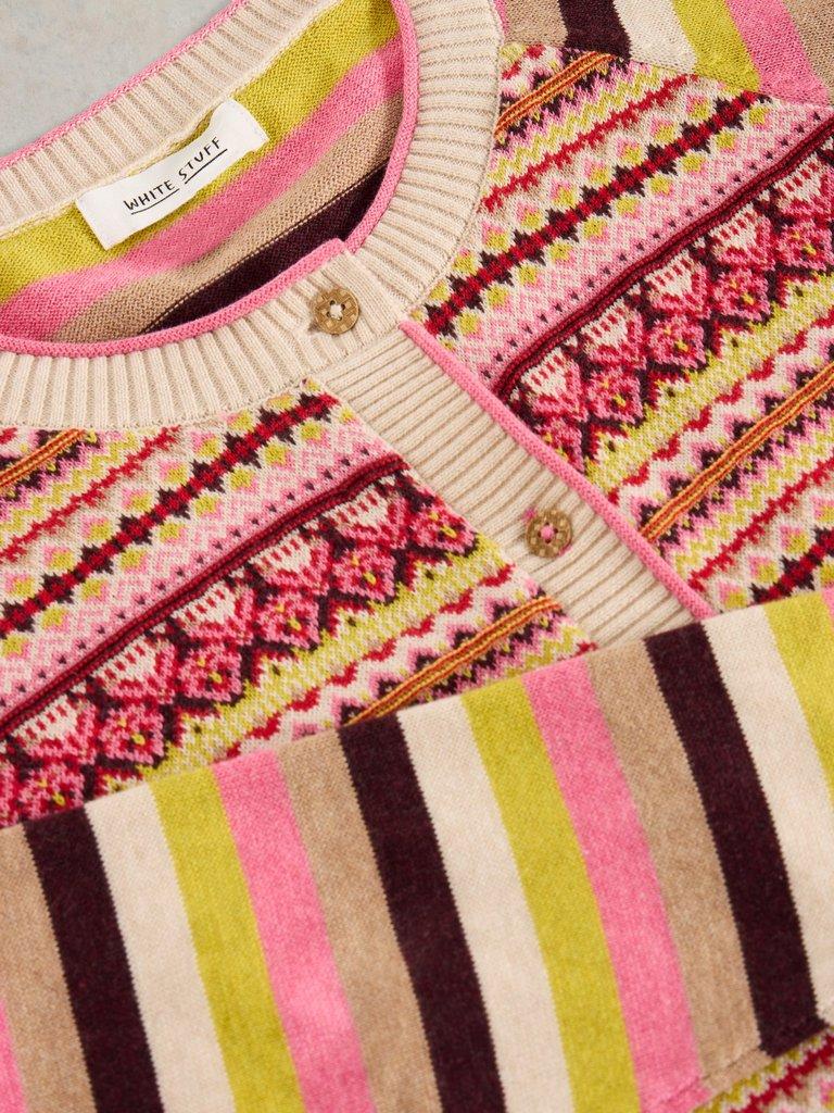 LULU FAIRISLE CARDI in PINK MLT - FLAT DETAIL