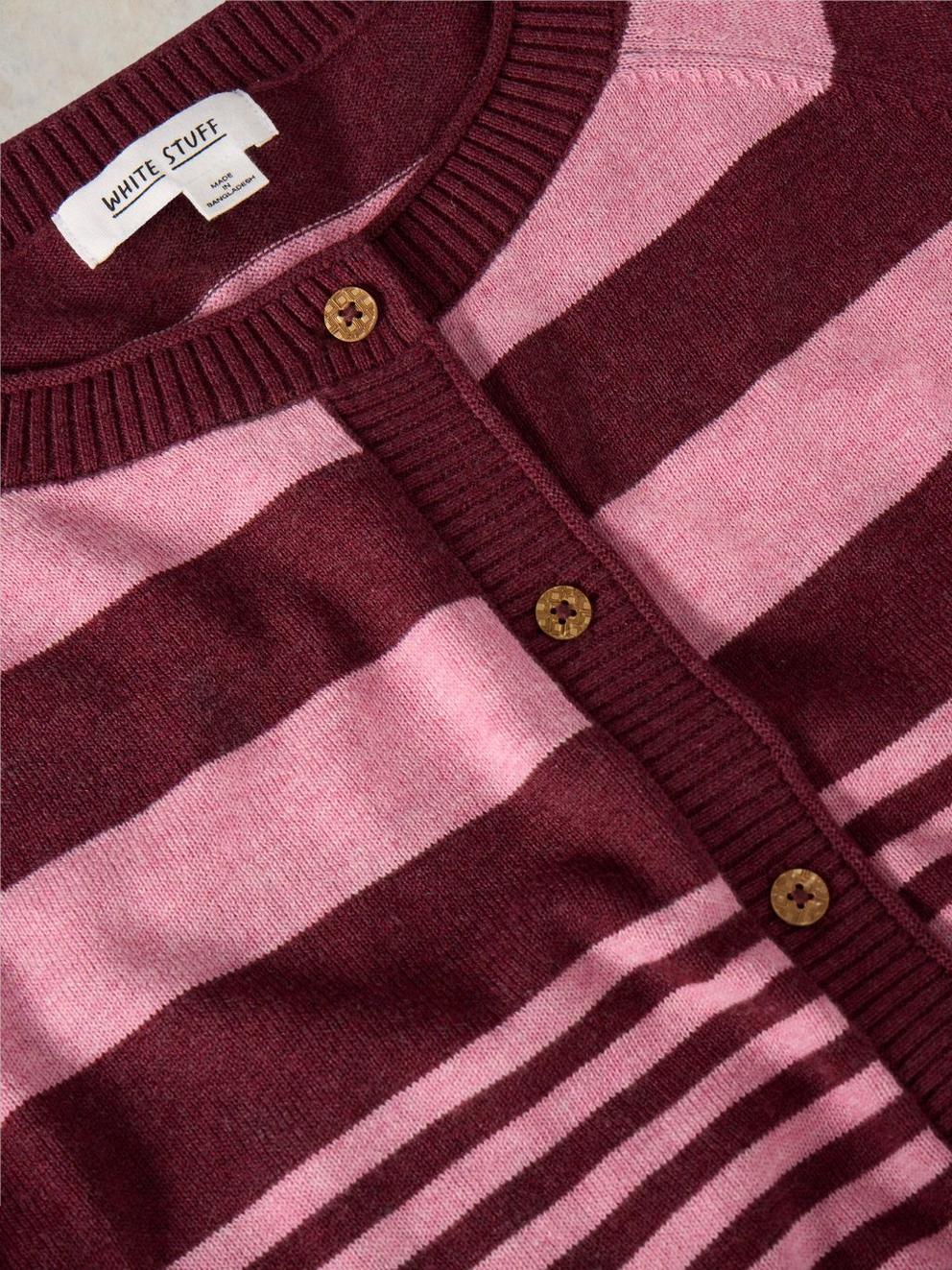 LULU STRIPED CARDIGAN in PINK MLT - FLAT DETAIL