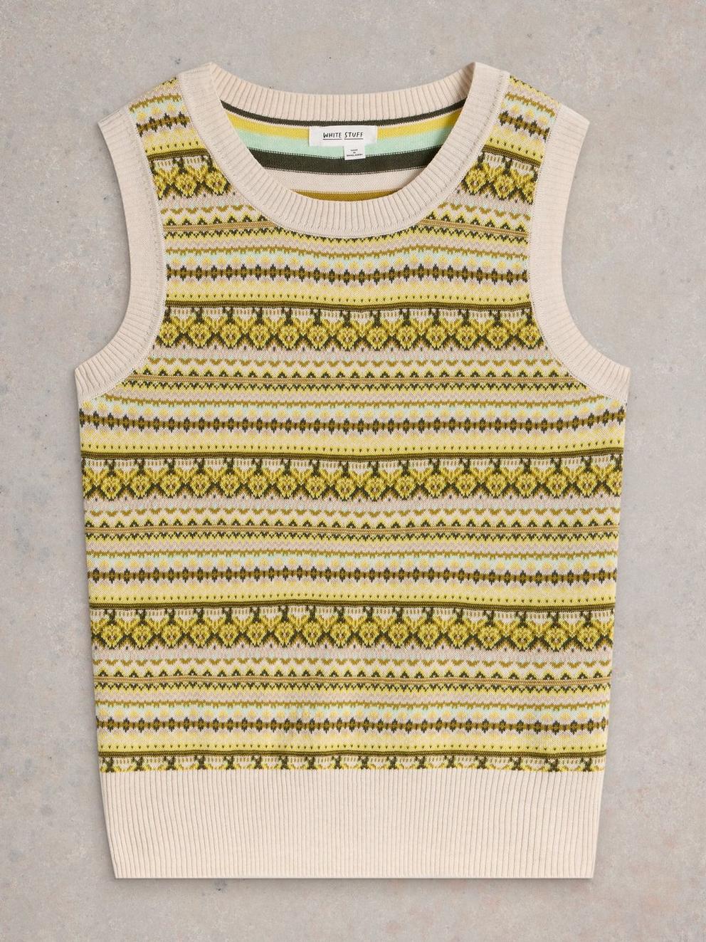 FAIRISLE STRIPE TANK in CHART MLT - FLAT FRONT