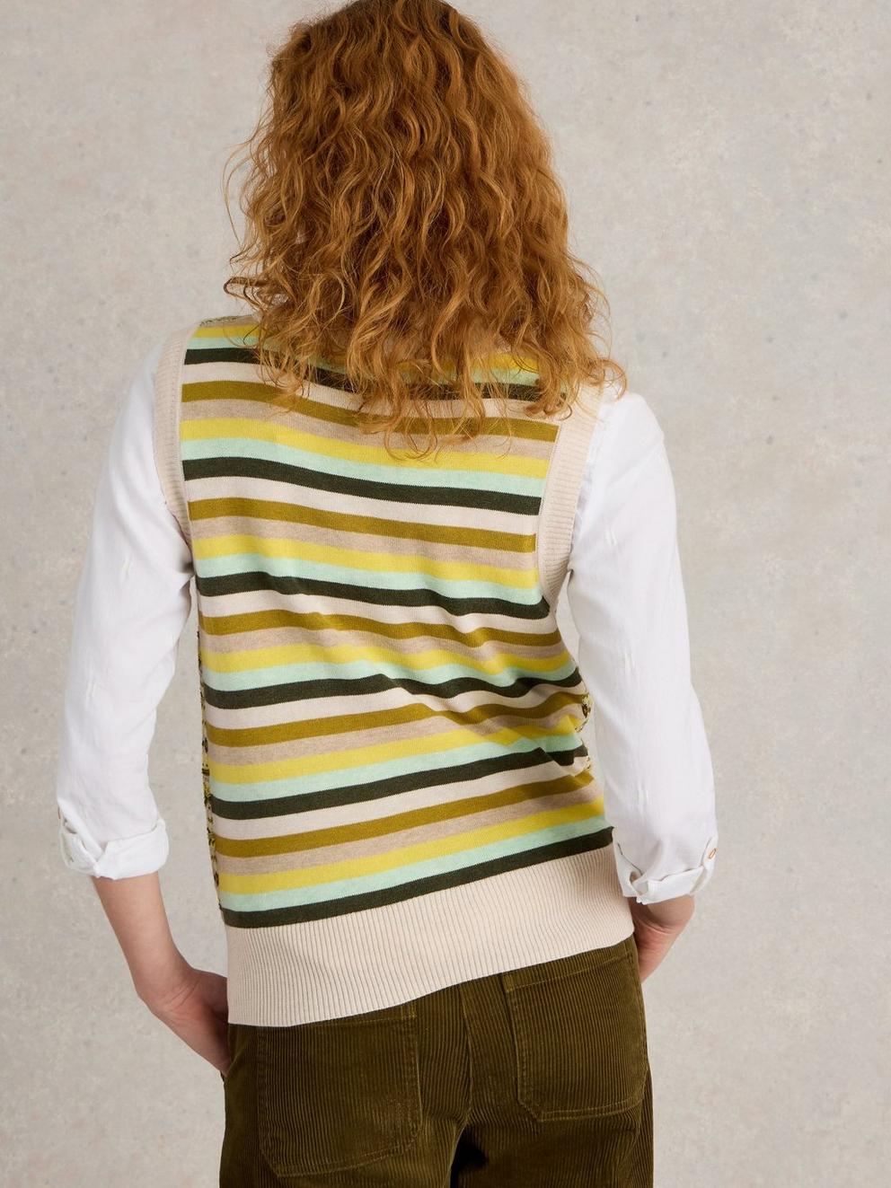 FAIRISLE STRIPE TANK in CHART MLT - MODEL BACK