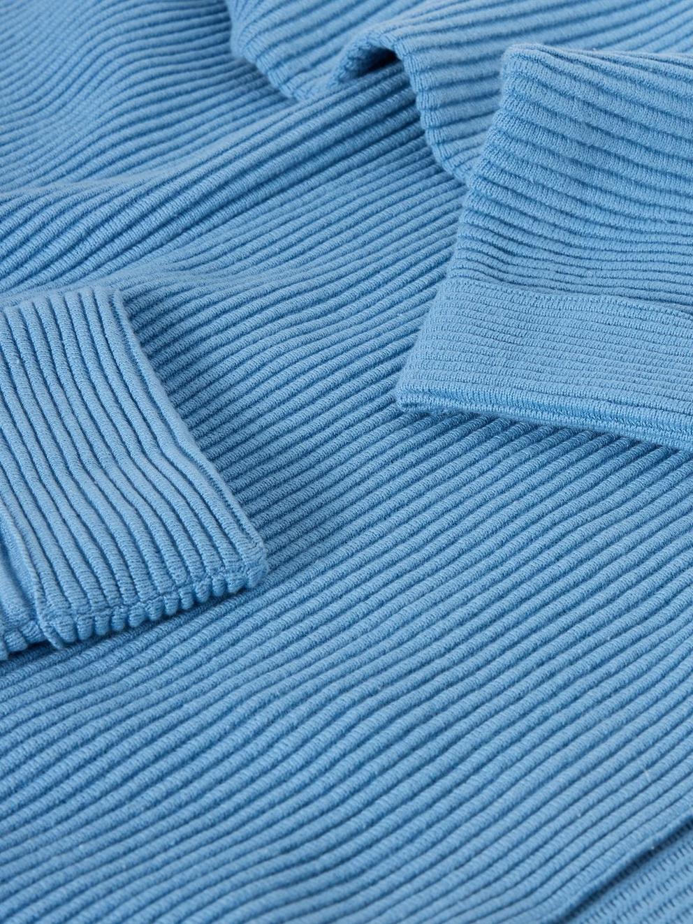 JANA CREW NECK JUMPER in MID BLUE - FLAT DETAIL