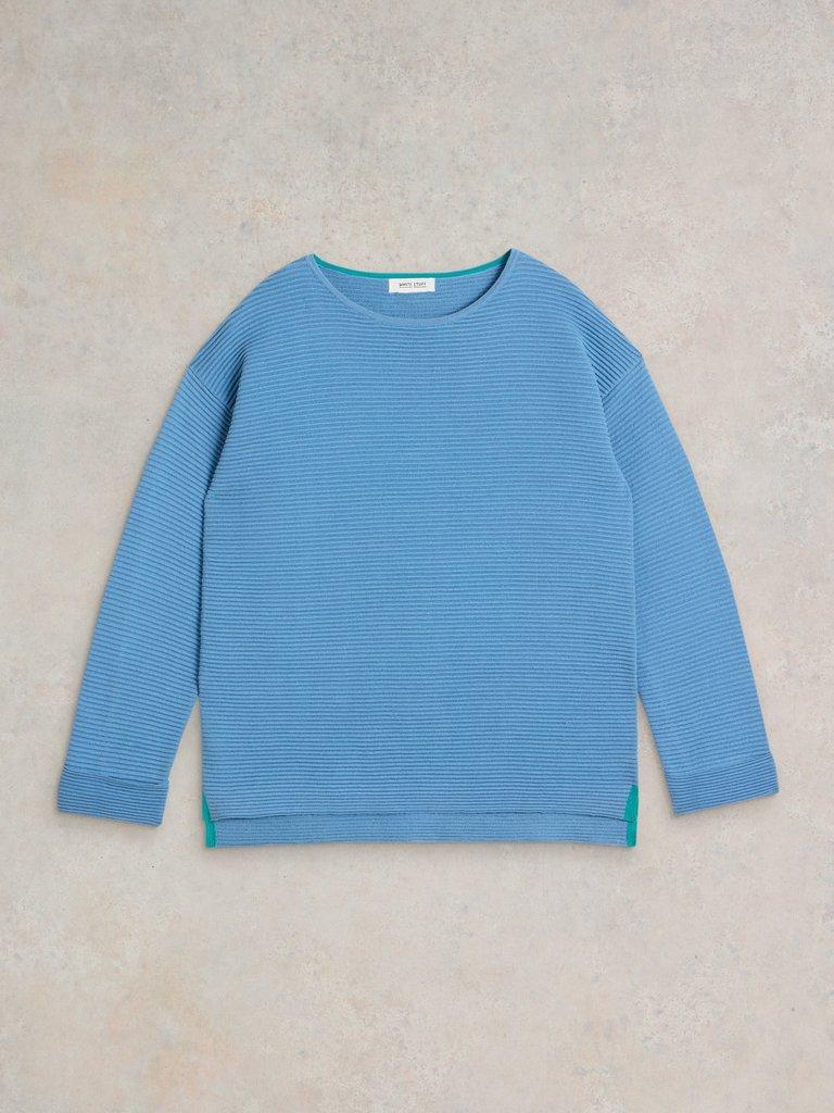 JANA CREW NECK JUMPER in MID BLUE - FLAT FRONT