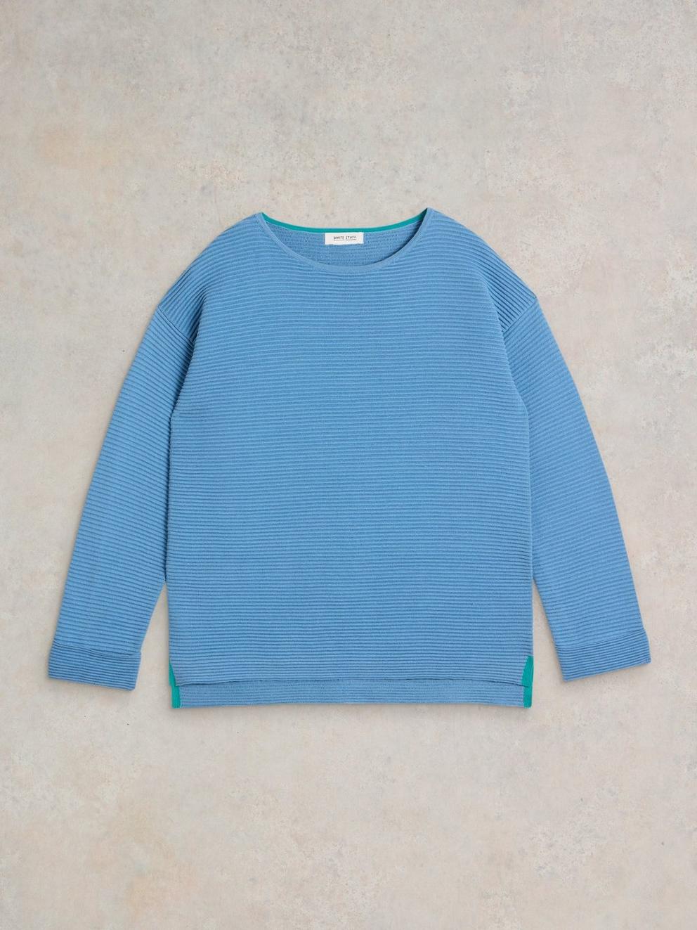 JANA CREW NECK JUMPER in MID BLUE - FLAT FRONT