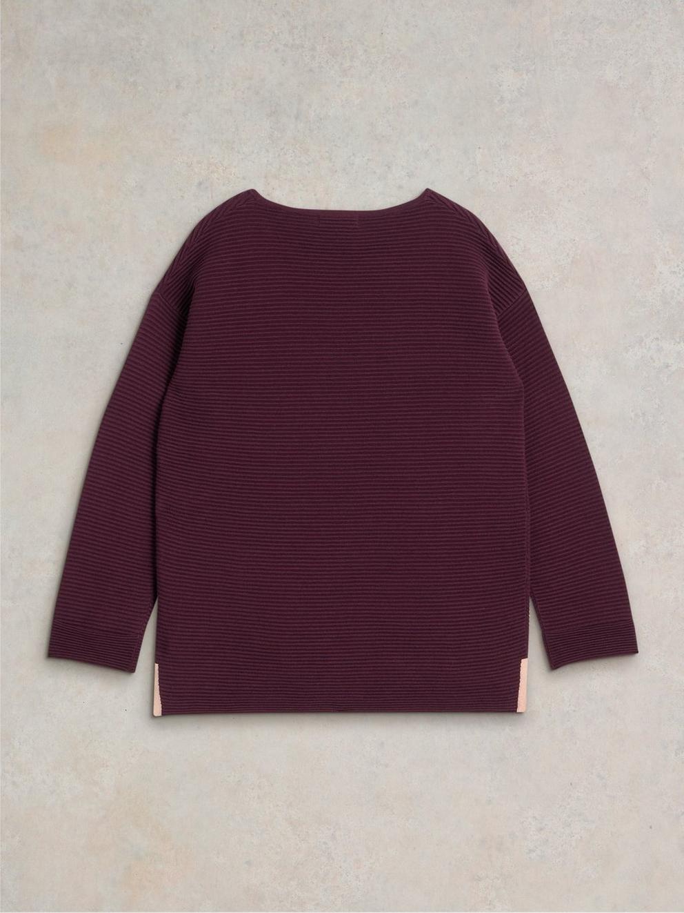 JANA CREW NECK JUMPER in MID PLUM - FLAT BACK