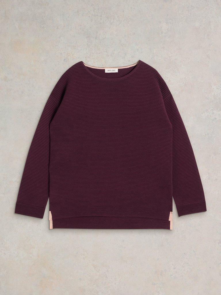 JANA CREW NECK JUMPER in MID PLUM - FLAT FRONT