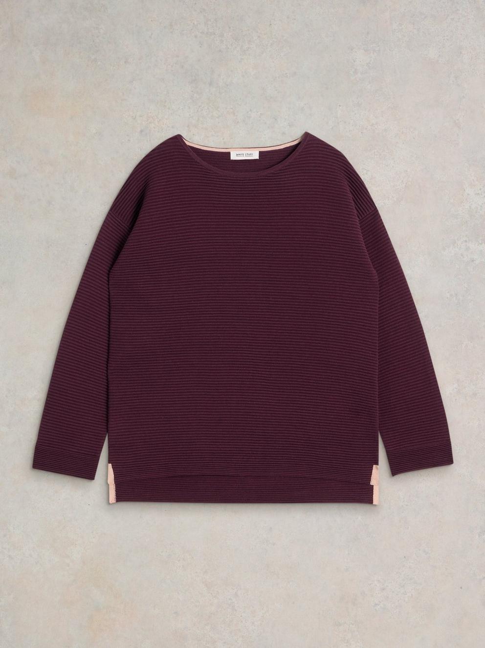 JANA CREW NECK JUMPER in MID PLUM - FLAT FRONT
