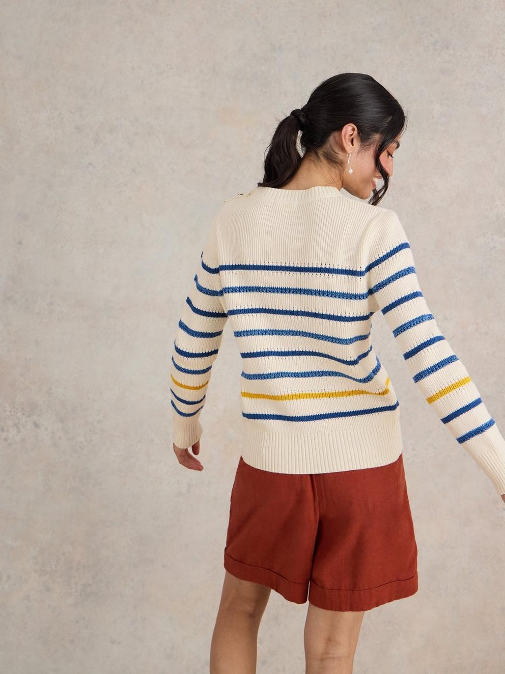 ELLIE STRIPE JUMPER in NAT MLT - MODEL BACK