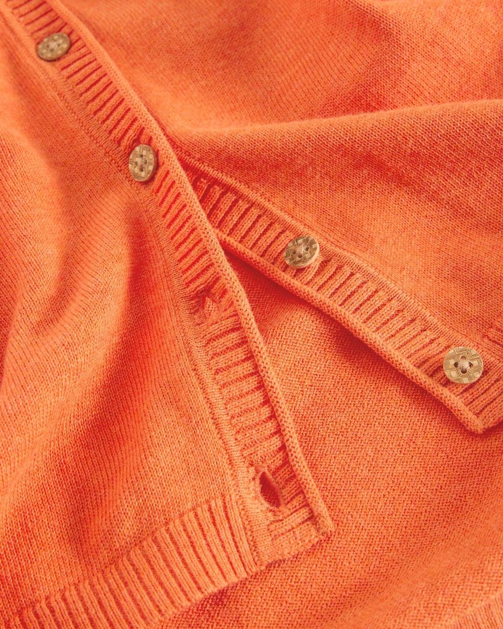 LUNA V NECK CARDI in BRT ORANGE - FLAT DETAIL