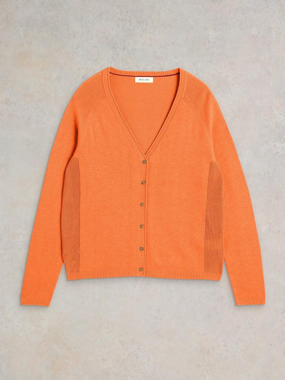 LUNA V NECK CARDI in BRT ORANGE - FLAT FRONT