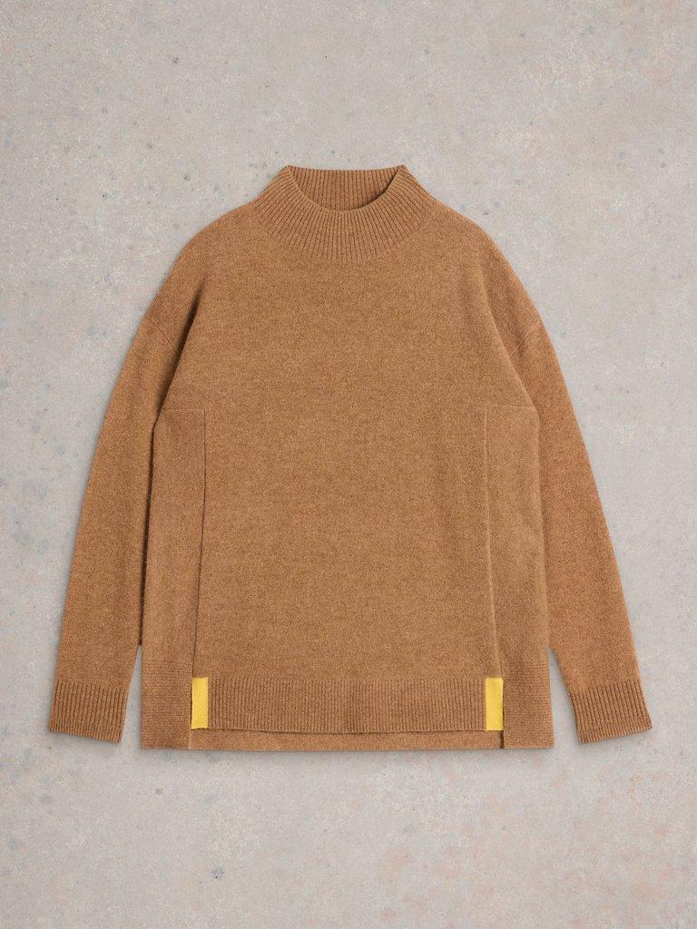 HOLLY CASHMERE JUMPER in MID BROWN - FLAT FRONT