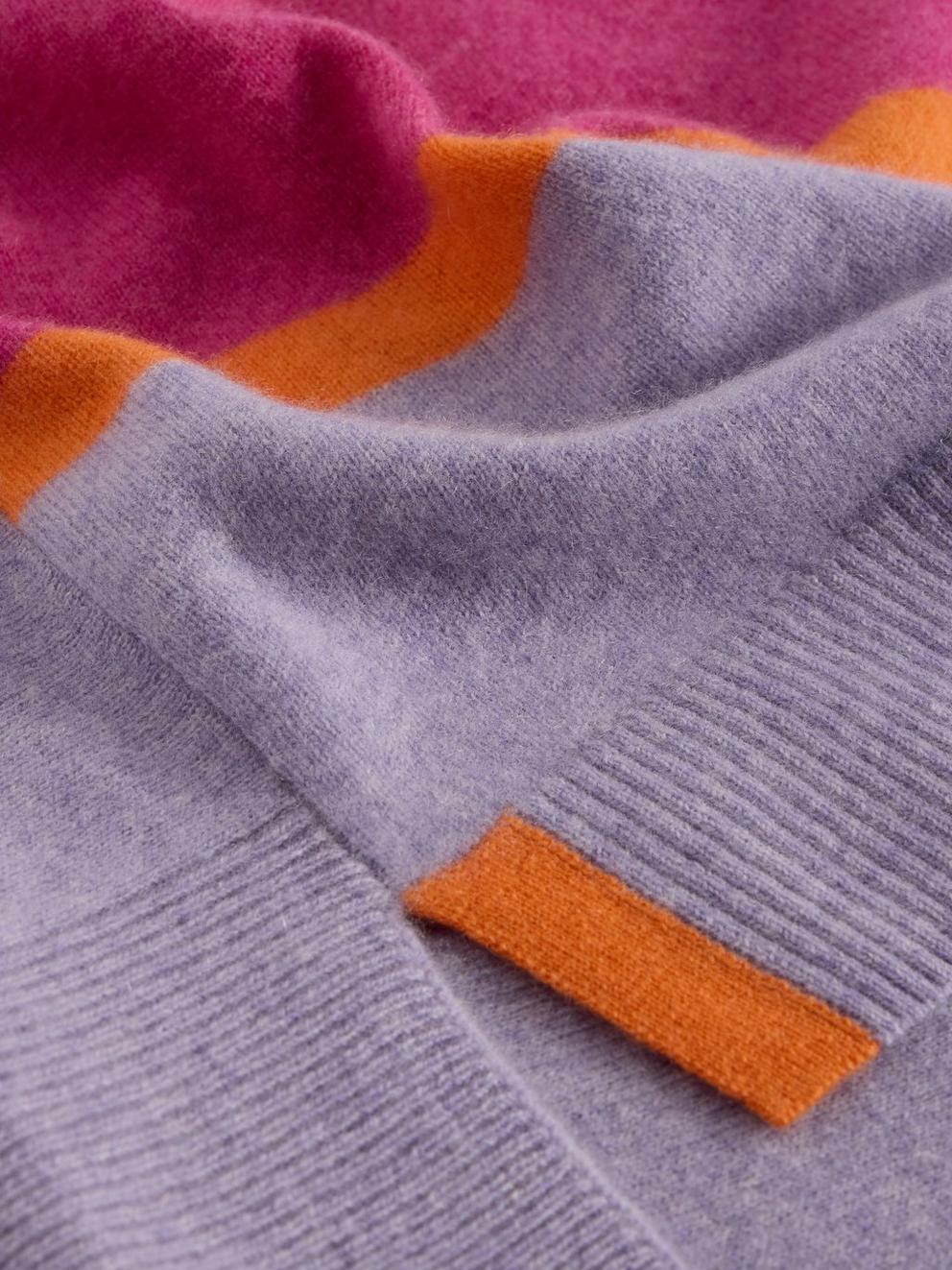 HOLLY STRIPE CASHMERE JUMPER in PURPLE MLT - FLAT DETAIL