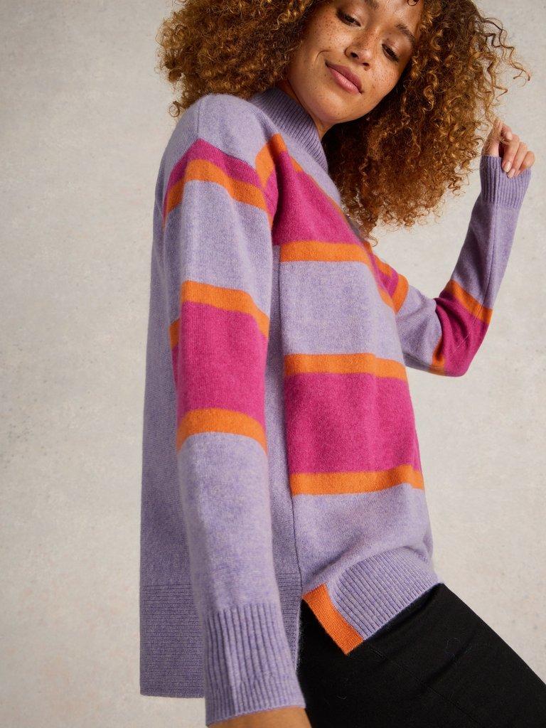 HOLLY STRIPE CASHMERE JUMPER in PURPLE MULTI White Stuff