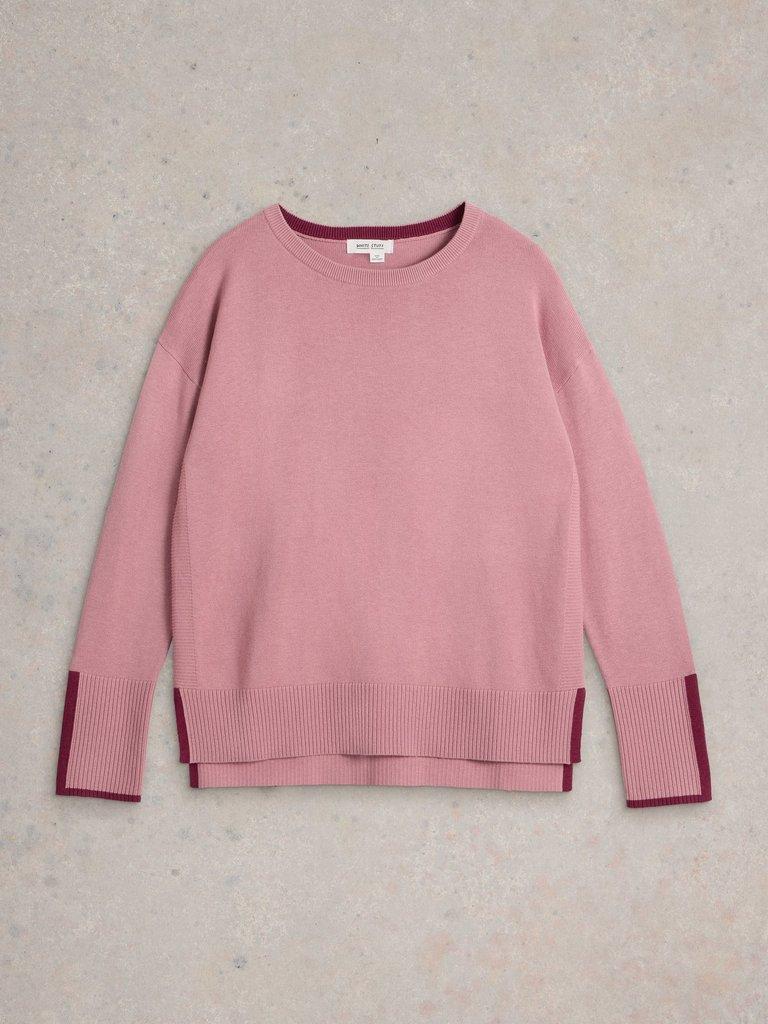 OLIVE CREW NECK COTTON JUMPER in DUS PINK - FLAT FRONT