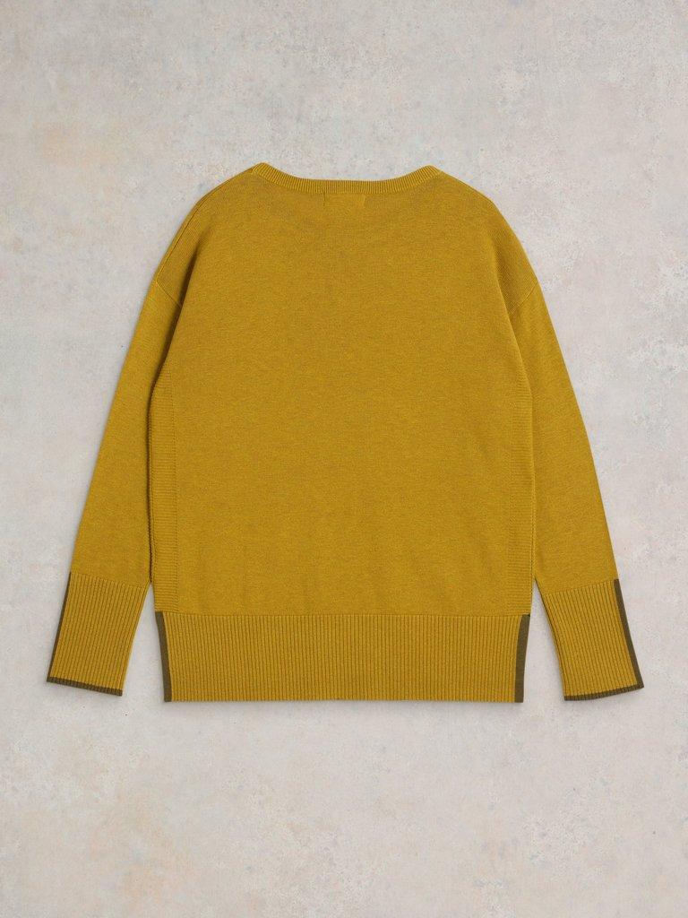 OLIVE CREW NECK COTTON JUMPER in MID CHART - FLAT BACK